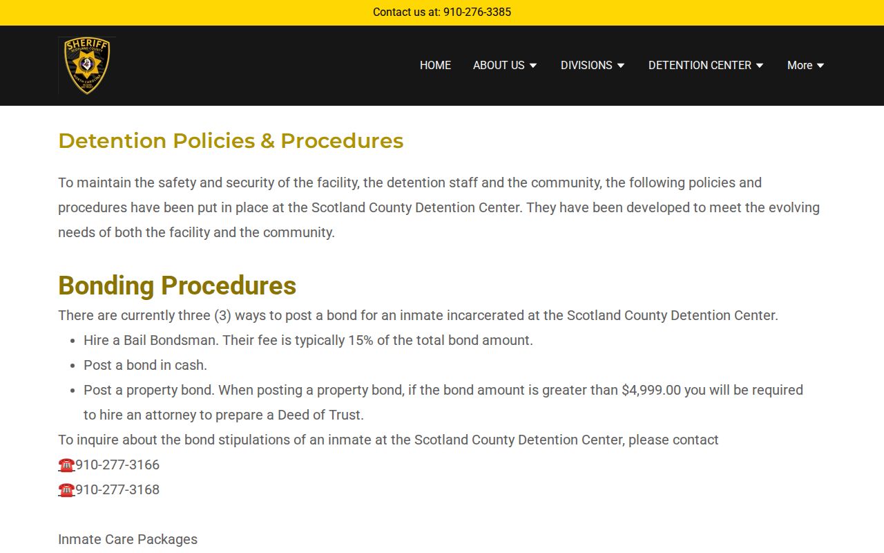 Scotland County 24-hour release bond policies